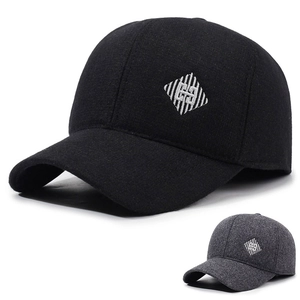 Herren Wollmischung Baseballkappe Warme Wintermütze Mit Versteckten Ohrenklappen Retro Stickerei Verstellbar Outdoor