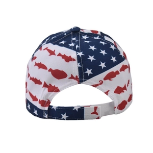 Casquette de baseball drapeau USA avec silhouettes de poissons rouges et étoiles brodées