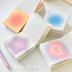 8x8cm square gradient sticky notes with 400 sheets and heart patterns on white background