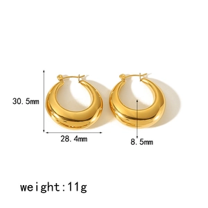 Polierte 18K Gold Edelstahl 30mm dicke Creolen für Damen im minimalistischen Stil
