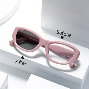 Cat Eye Photochromic Glasses Anti Blue Light TR Frame Retro Fashion Color Changing Eyewear For Women Unisex