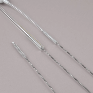 Detailed set of three nylon cleaning brushes with stainless steel twisted wire handles