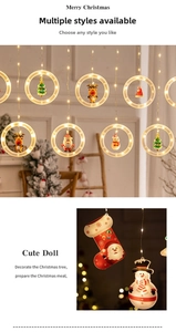 Detail of warm glow Christmas LED ring lights with miniature Santa and reindeer figures