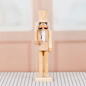 Traditional Nutcracker Soldier Natural Wood Unpainted Decorative Axe Christmas Holiday Ornament Home Tabletop Figurine