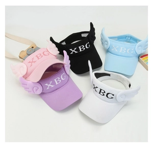 Detailed top view of kids breathable mesh sun visors with cute 3D wings in five colors