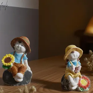 Detail of sunflower boy and girl silicone molds for handmade cartoon plaster dolls