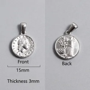 Detail of 15mm silver Roman coin pendant showing front and back with 3mm thickness