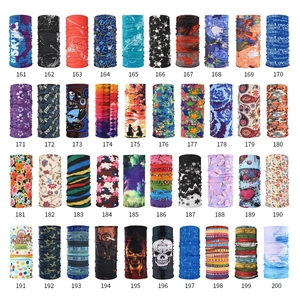 Detailed grid view showcasing 40 colorful seamless patterns of outdoor cycling bandanas