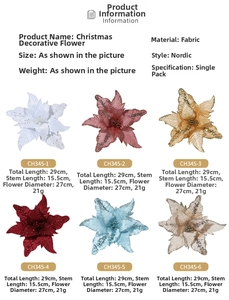 Détails de fleurs de Noël artificielles à paillettes en six couleurs pour décoration