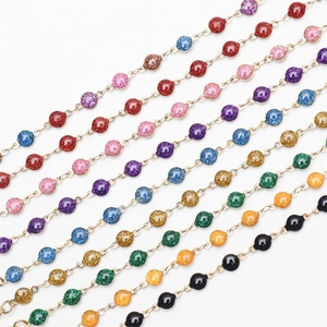 Colorful 18K gold plated stainless steel glitter bead bracelets in various vibrant tones