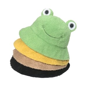 Frog Bucket Hat Plush Fleece Warm Winter Cute Cartoon Animal Pattern Women Hat