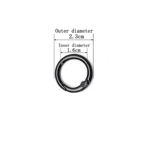 Black round metal spring ring buckle with 23mm outer diameter for DIY jewelry