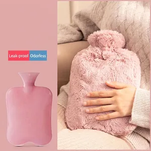 Hot Water Bottle With Soft Plush Cover Thickened PVC Leakproof Warm Hand Waist Warmer For Winter Cold Relief Microwaveable