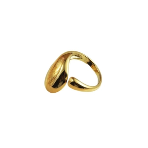 Minimalist gold stainless steel open ring with a liquid-like polished curved design