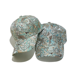 Set of two vintage jacquard baseball caps with golden dragon and cloud embroidery