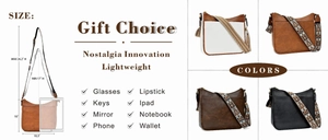 Retro crossbody messenger bag with adjustable ethnic style strap and large capacity