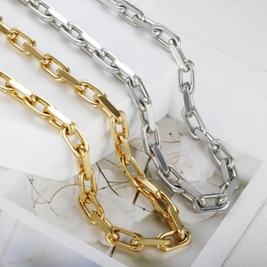Classic stainless steel paperclip chain necklace set in gold and silver finish