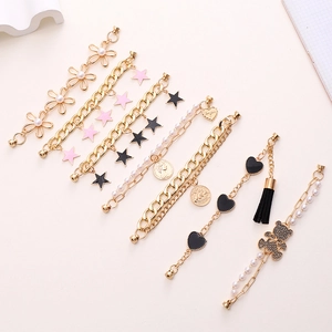 Fashion DIY Decorative Chain For Phone Case Bag Shoe Charm Alloy Faux Artificial Pearl Heart Star Bear Coin Pendant Magnetic