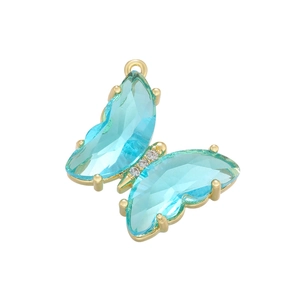 Goldener Schmetterling-Anhänger mit hellblauem Kristall und Zirkonia für DIY-Schmuckstücke