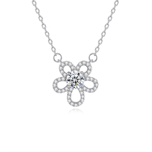 Élégant collier pendentif tournesol en argent S925 avec pierres de moissanite pavées étincelantes