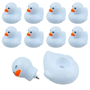 Mini White Duck Toy Pen Creative Plastic Ballpoint For Kids School Office Novelty Stationery Cartoon Shape