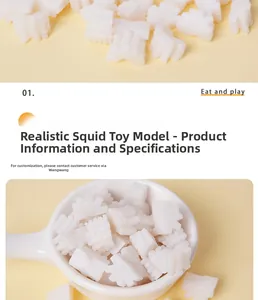 Detailed view of miniature PVC squid cubes with realistic carved textures and matte finish