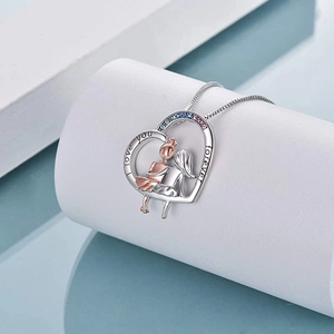 S925 sterling silver sister heart necklace with colorful zircons and engraved loving text