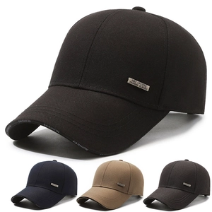 Baseball Cap Men Cotton Adjustable Sun Protection Casual Outdoor Dad Hat With Metal Tag And Fashion Lettering Detail