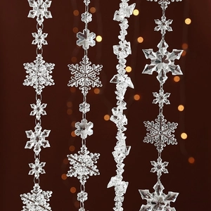 Acrylic Snowflake Bead String Christmas Hanging Ornament Clear Crystal Prism Diamond Pendant For Wedding Holiday Party Home Decor