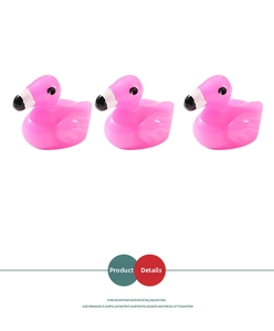 Detailed view of three pink resin flamingo figurines for DIY micro landscape decor