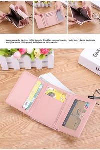 Internal structure of pink faux leather wallet with 6 card slots and 1 coin pocket