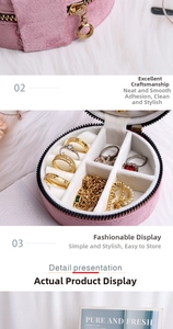 Macro shot of pink velvet jewelry box showing precise stitching and ring slot details