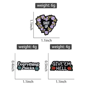 Spécifications de taille et de poids pour les épingles et broches en émail à fleurs