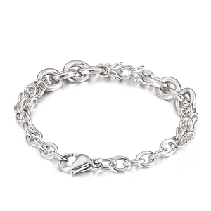 Polished dragon scale O-chain titanium steel bracelet for men with lobster clasp