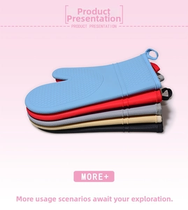 Detail of colorful heat-resistant silicone gloves featuring a non-slip honeycomb texture