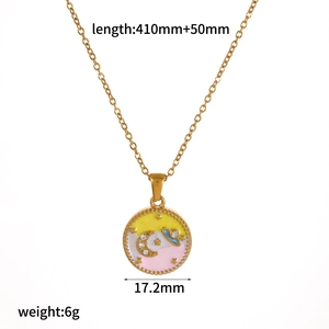 Detailed view showing 17.2mm floral enamel pendant dimensions and 410mm chain length