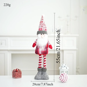 Close-up of a 55cm red plush Christmas gnome doll decoration with size markings