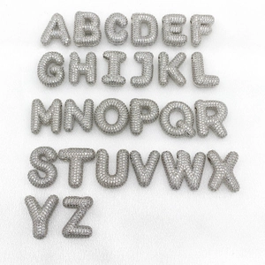 Micro-pave cubic zirconia silver bubble letters A-Z alphabet pendants collection