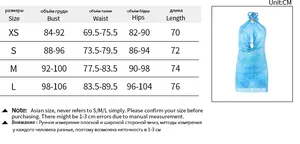 Size guide with bust, waist, and hip measurements for floral halter neck mini dresses
