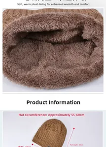 Detail of fleece lining and dimensions for the knitted winter hat with thermal padding