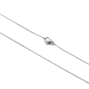 Detail of silver stainless steel O-chain necklace with a secure lobster clasp