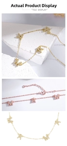 Detailed view of S925 sterling silver MAMA letter necklace with inlaid zircon stones