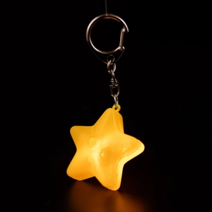 Glowing Star Pendant Necklace And LED Keychain Plastic Light Up Party Accessory Yellow Cartoon Fashion Jewelry