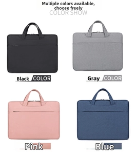 Auswahl an schlanken Laptop-Taschen in Schwarz, Grau, Rosa und Blau mit Frontfächern