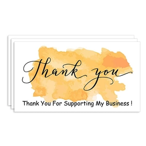 Detailed stack of yellow watercolor Thank You cards for supporting my small business