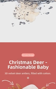 Detail view of stitched velvet deer antlers with soft cotton filling for baby winter hat