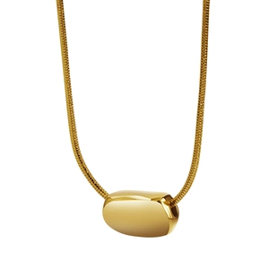 Minimalist gold pea pendant necklace with high-polished snake chain for women
