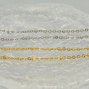 Fashionable stainless steel chubby bubble letter necklace with beads in gold and silver