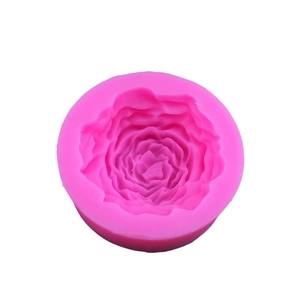 Pink peony flower silicone mold for chocolate, cake and soap making on white background