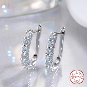 Moissanite Huggie Earrings 925 Sterling Silver Round Cut D Color VVS1 U Shape Minimalist Jewelry For Women